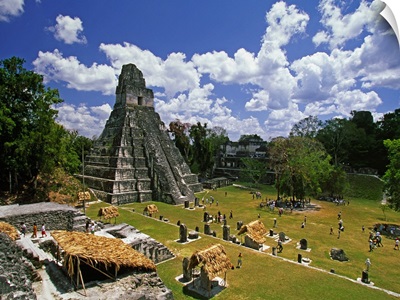Guatemala, Guatemala, Tikal, Plaza Mayor, the Temple I from Central Acropolis
