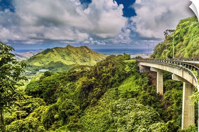 Hawaii, Oahu view of the Pali Highway