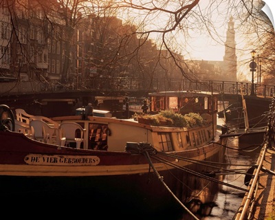 Holland, Amsterdam, Houseboat on Prinsengracht
