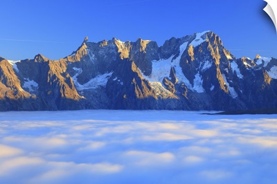 Italy, Aosta Valley, La Thuile, Alps, Mont Blanc Group At Dawn, Punta Della Croce