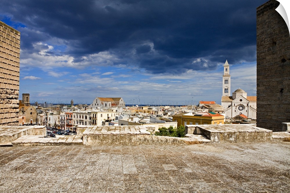 Italy, Italia, Apulia, Puglia, Bari, View from the Castle towards the Cathedral and San Nicola Basilica