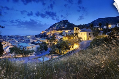 Italy, Calabria, Mediterranean area, Cosenza district, Amantea, Old town at night