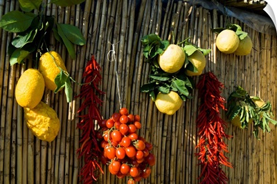 Italy, Campania, Amalfi Coast, Amalfi, Lemons, Tomatoes And Red Chilies