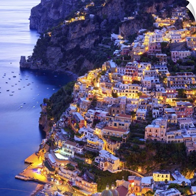 Italy, Campania, Amalfi Coast, Positano, Positano village by night