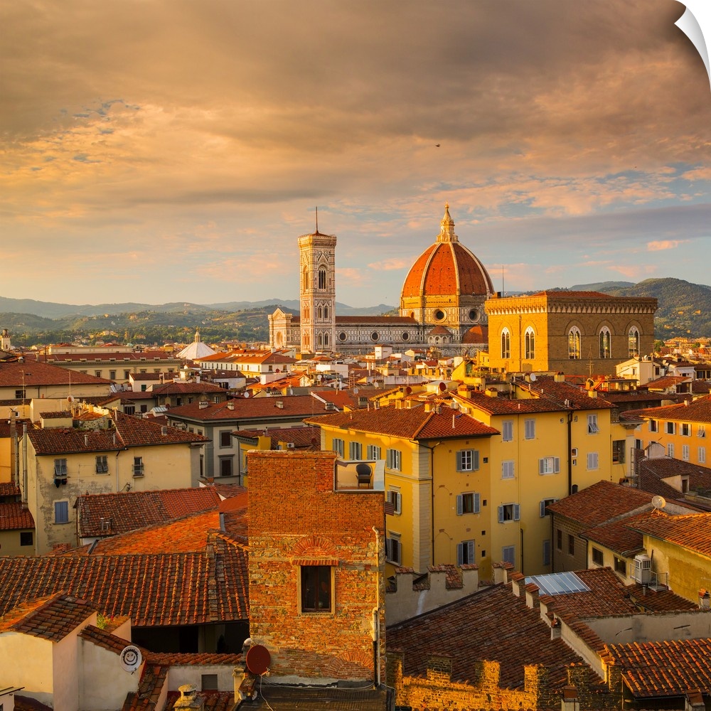 Italy, Tuscany, Firenze district, Florence, Duomo Santa Maria del Fiore, Duomo and Giotto's Bell Tower.