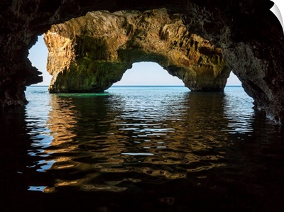 Italy, Ionian Coast, Mediterranean Sea, Santa Maria Di Leuca, Three Doors, Cave