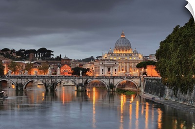 Italy, Latium, Tiber, Tevere, Rome, Saint Peter's Basilica