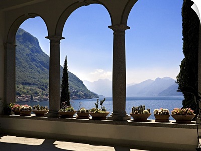 Italy, Lombardy, Como Lake, Varenna, View of the lake from Villa Monastero