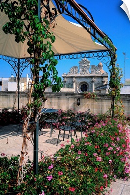Italy, Puglia, Lecce, Santa Croce Church, rose-window