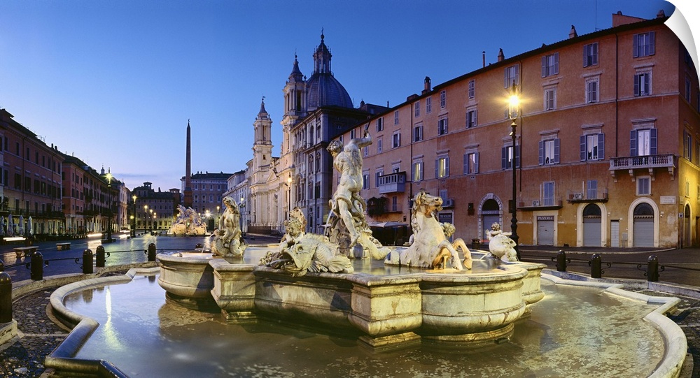 Italy, Latium, Mediterranean area, Roma district, Rome, Piazza Navona, Fountain of Neptune