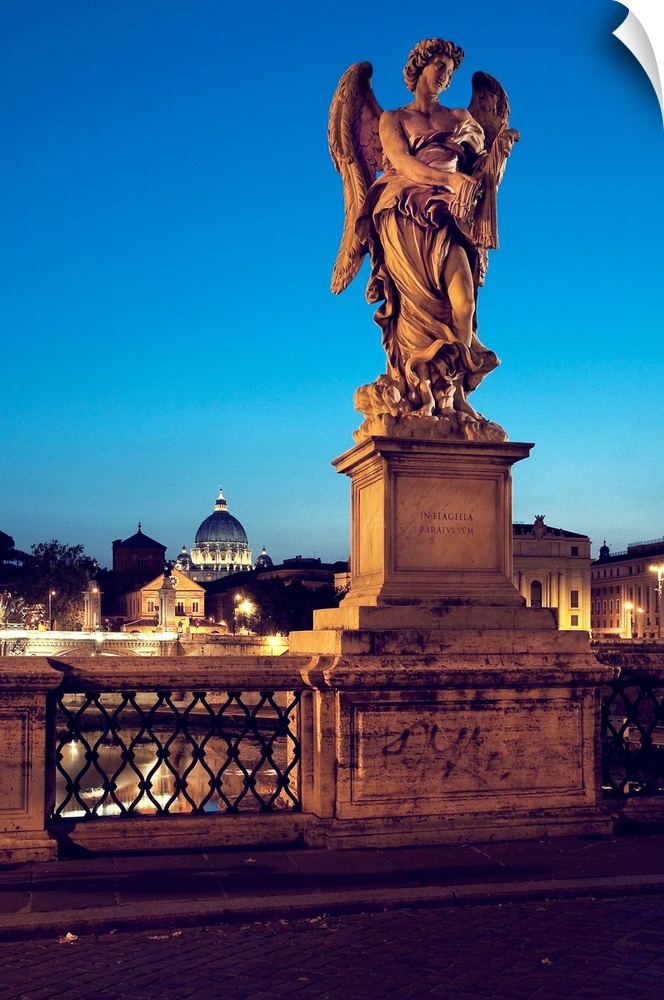 Italy, Rome, Mausoleum of Hadrian, Angels statues over the bridge.