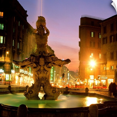 Italy, Rome, Piazza Barberini, Piazza Barberini, Fontana del Tritone