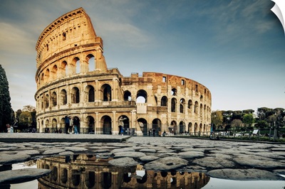 Italy, Rome, Seven Hills Of Rome, Colosseum With Reflection