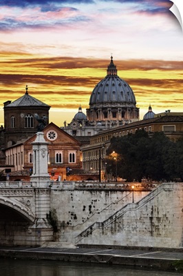 Italy, Rome, St Peter's Basilica, Mediterranean area, Roma district, Basilica at sunset