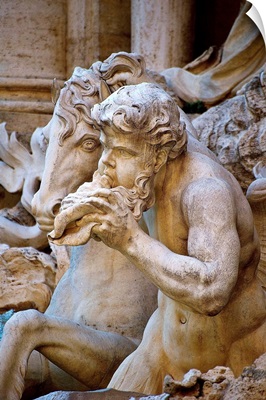Italy, Rome, Trevi Fountain, Tritons and Hippocampus Sculpture