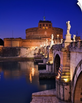 Italy, Rome, View of Castel St Angelo and St Angelo bridge