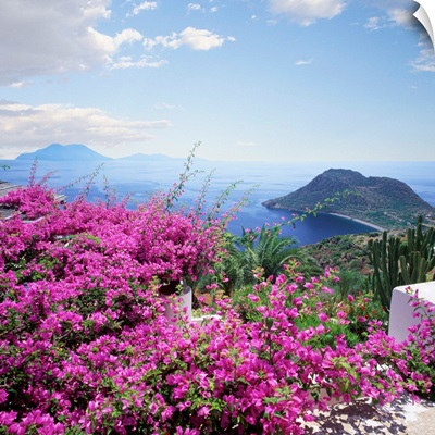 Italy, Sicily, Capo Graziano with Salina and Lipari Island in background