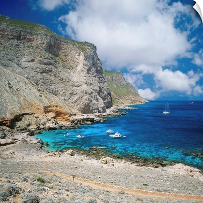 Italy, Sicily, Marettimo Island, beach along north cliff