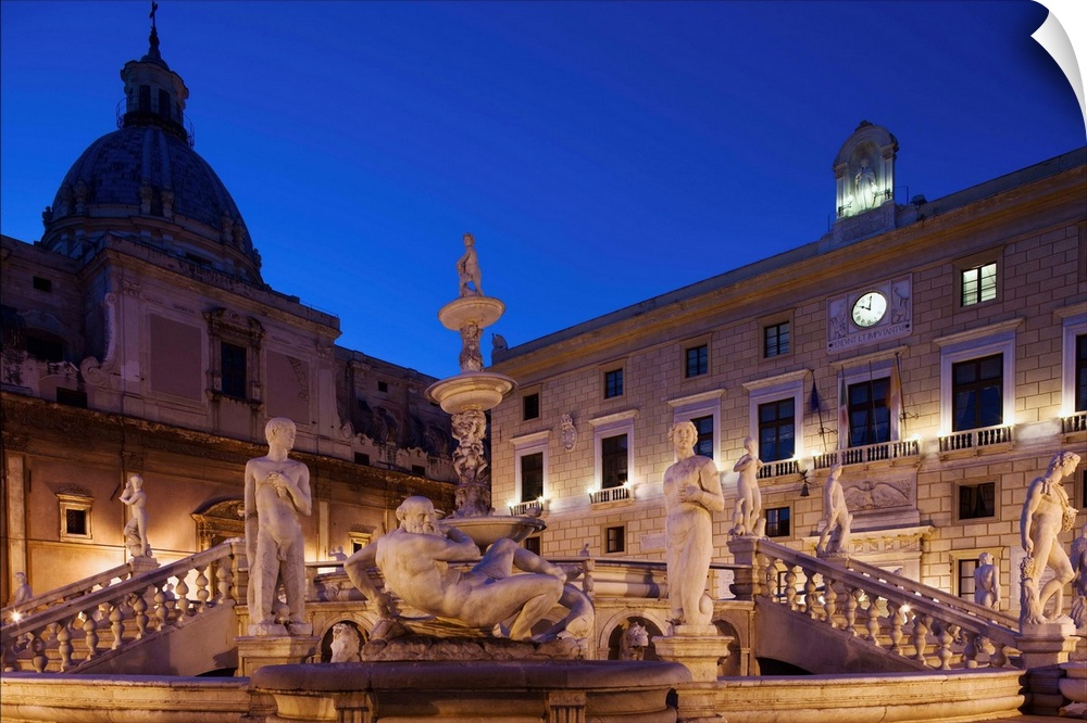 Italy, Sicily, Palermo, Piazza Pretoria, Mediterranean area, Palermo district, Travel Destination, Fountain