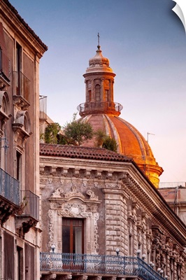 Italy, Sicily, San Demetrio palace, cupola of San Michele Arcangelo church