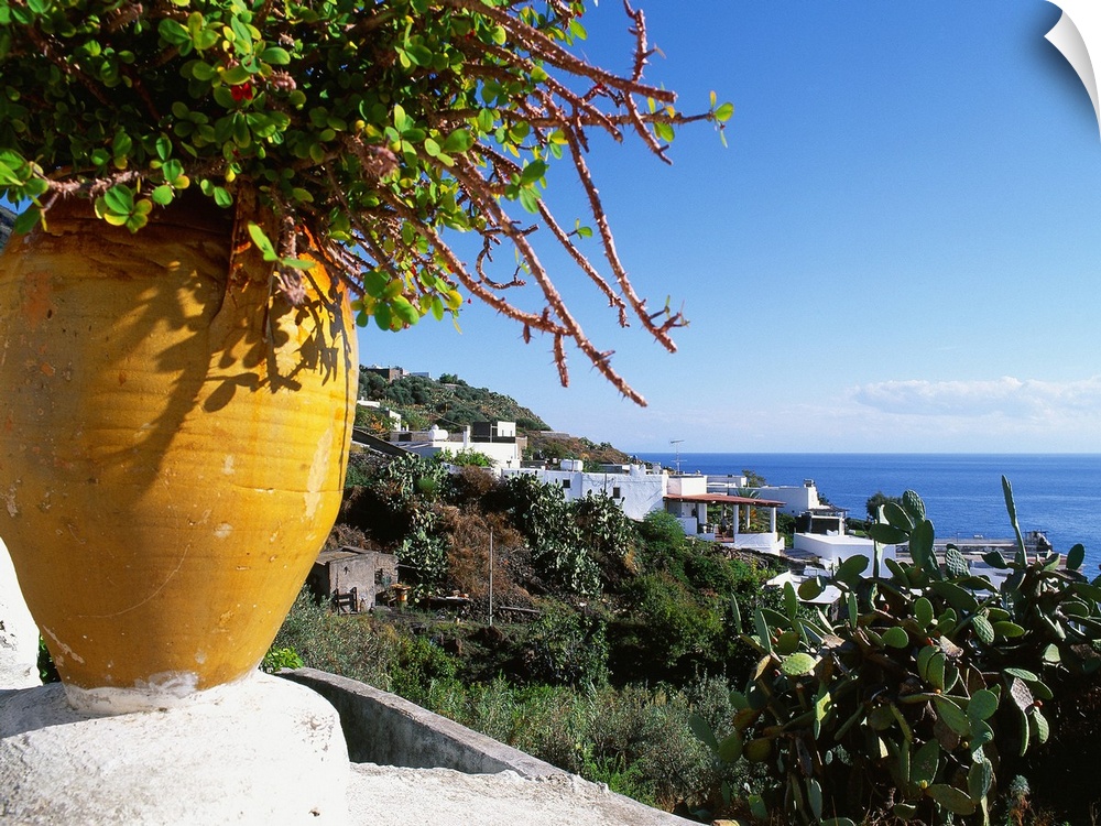 Italy, Sicily, Stromboli island, view towards the village of Ginostra
