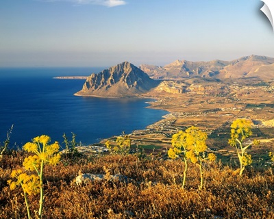 Italy, Sicily, view from Erice towards Cofano Cape