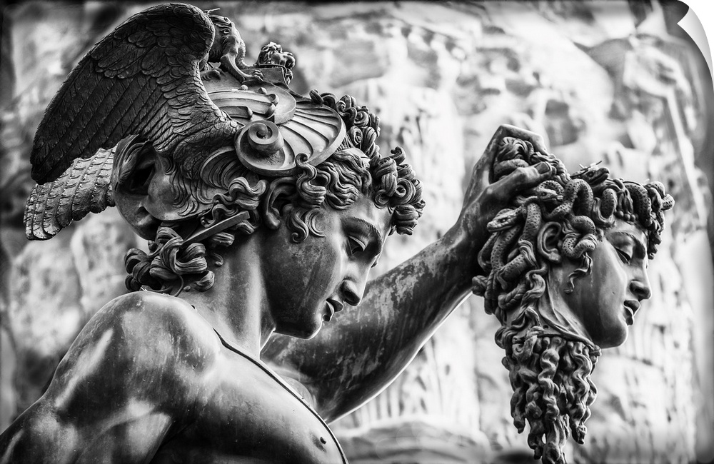 Italy, Tuscany, Firenze district, Florence, Piazza della Signoria, Loggia dei Lanzi, Benvenuto Cellini, detail of Perseus ...