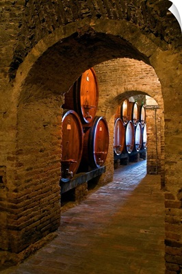 Italy, Tuscany, Siena district, Val di Chiana, Montepulciano, Wine cellar