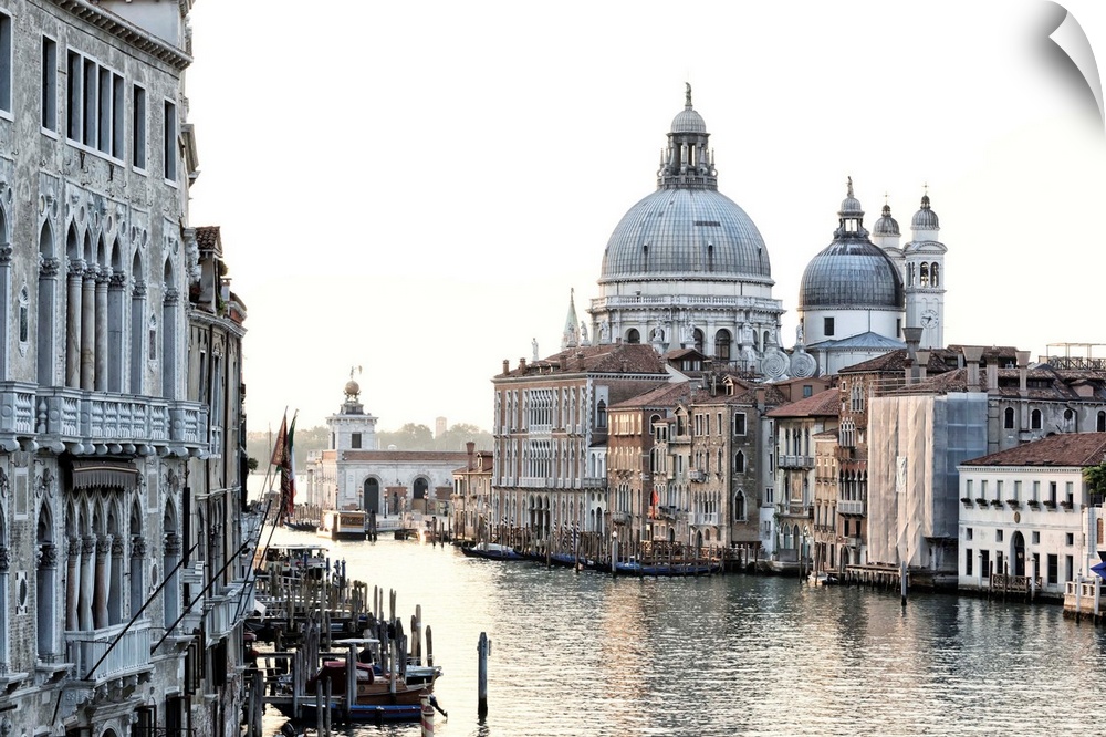 Italy, Venice, Santa Maria della Salute, Santa Maria della Salute and the Grand Canal at dawn.