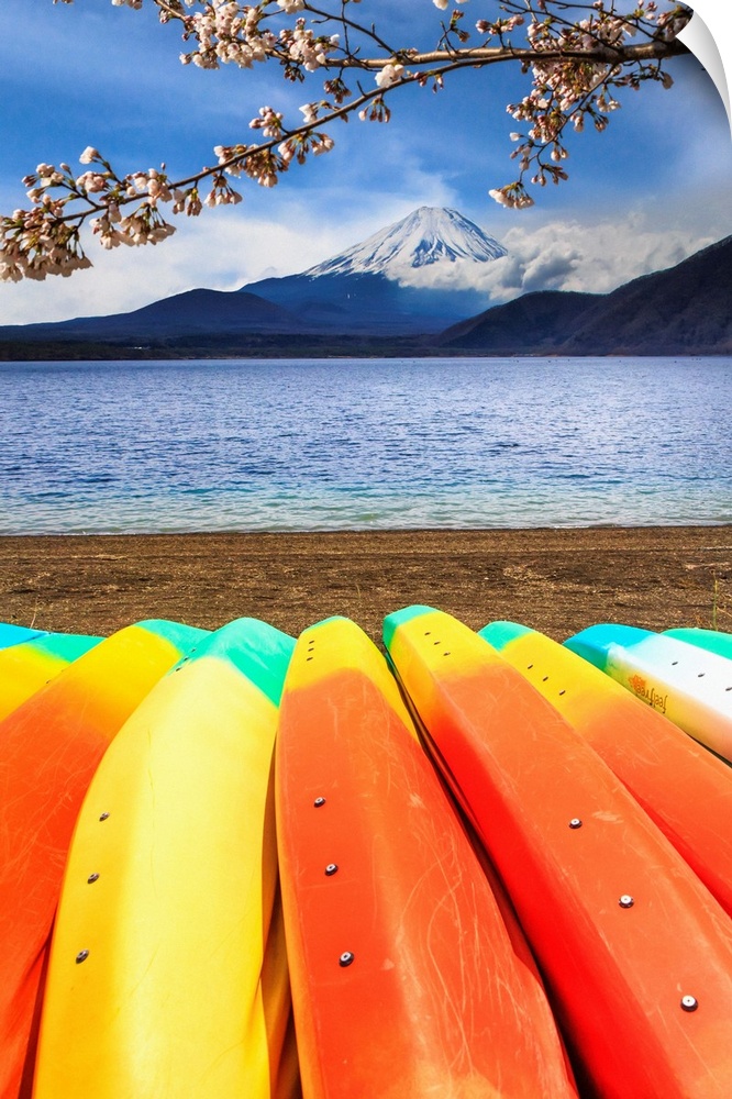 Japan, Chubu, Fuji-Hakone-Izu National Park, Motosu lake and Mount Fuji.