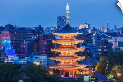 Japan, Tokyo, Asakusa, Asakusa, The Senso-Ji (Senso Temple), The Five-Storey Pagoda
