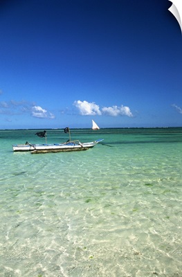 Kenya, Diani beach near Mombasa, typical boat