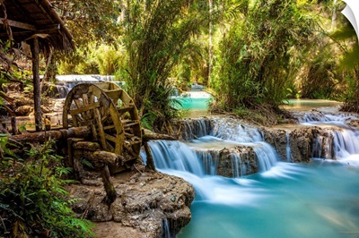 Laos, North Region, Louangphrabang, Turquoise Water Of The Kuang Si Waterfall, Old Mill