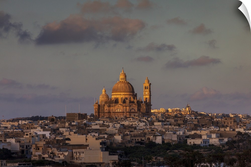 Malta, Gozo, Xewkija, Cathedral.