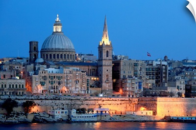 Malta, Mediterranean sea, Valletta, Valetta, View with St John's Co-Cathedral
