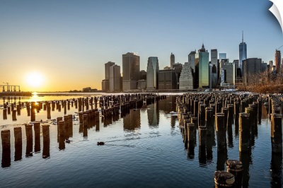 Manhattan, Brooklyn Bridge, Sunset View Of The East River