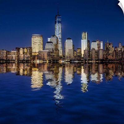 Manhattan, View From New Jersey Towards With The One World Trade Center