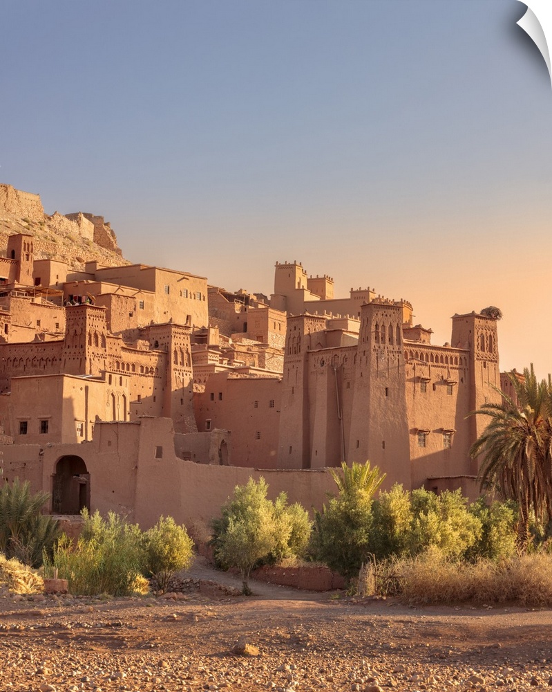 Morocco, South Morocco, Ouarzazate, Ait Benhaddou, Ait Ben Haddou Kasbah in the early morning light.