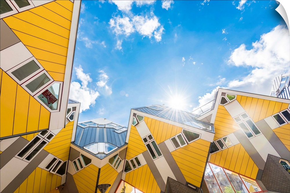 Netherlands, Rotterdam, The cube houses by the architect Piet Blom at the Oude Haven in the city centre.