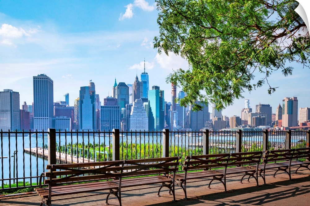 New York City, Brooklyn, Brooklyn Heights, promenade, benches..