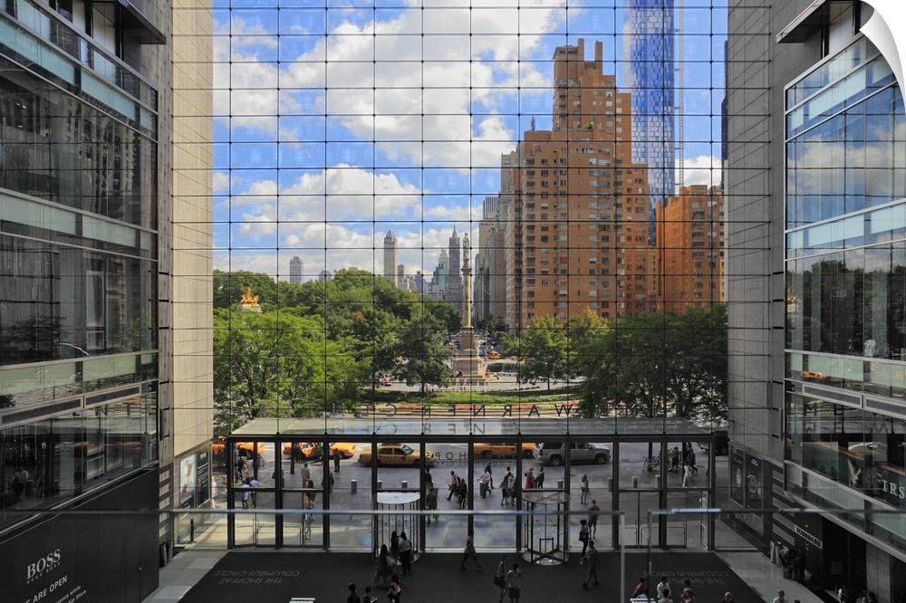 USA, New York City, Manhattan, Central Park, Columbus Circle, View from the Time Warner building.