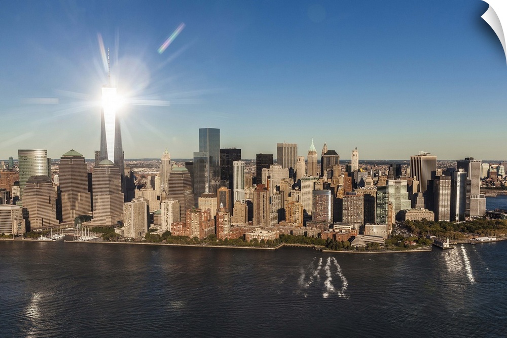 USA, New York City, Manhattan, Lower Manhattan, Aerial view of Manhattan, Freedom Tower, Financial District.