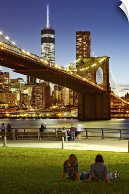 New York City, Manhattan, Brooklyn Bridge and Manhattan skyline