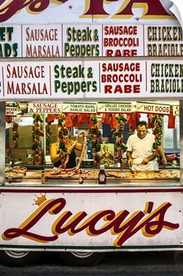 New York City, Manhattan, Little Italy, Grilled sausage stall, San Gennaro Feast