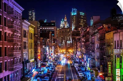 New York City, Manhattan, Lower East Side, Chinatown, Chinatown at night