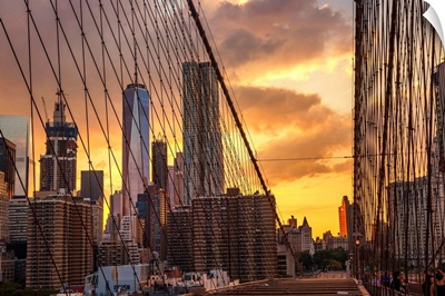 New York, New York City, Manhattan, Brooklyn Bridge And Downtown Manhattan