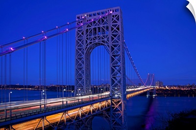 New York, NYC, George Washington Bridge, view from New Jersey at night