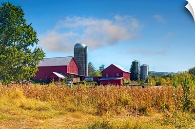New York, Warwick, Farm With Barn And Silos