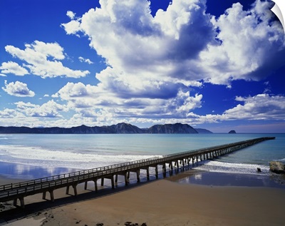 New Zealand, North Island, East CoaSt. pier at Tologa Bay