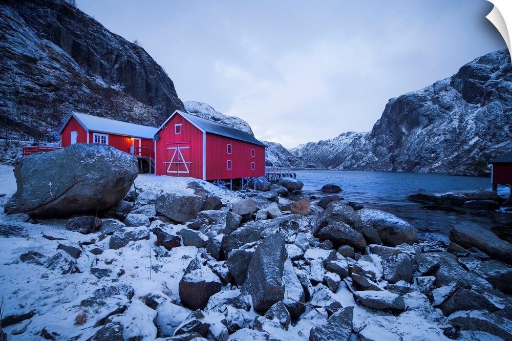 Norway, Nordland, Lofoten Islands, Small fjord.
